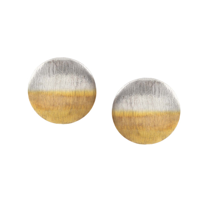 Silver Dual Tone Shade Round Stud Earrings