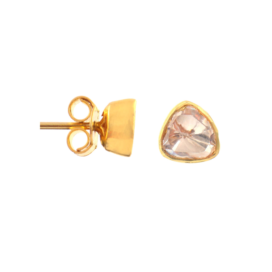 Gold Plated Silver Moissanite Ear Tops