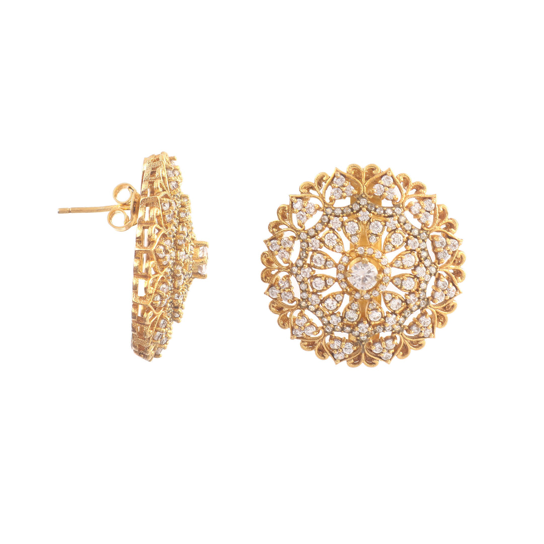 Gold Plated Silver Beautiful Floral Stud Earrings