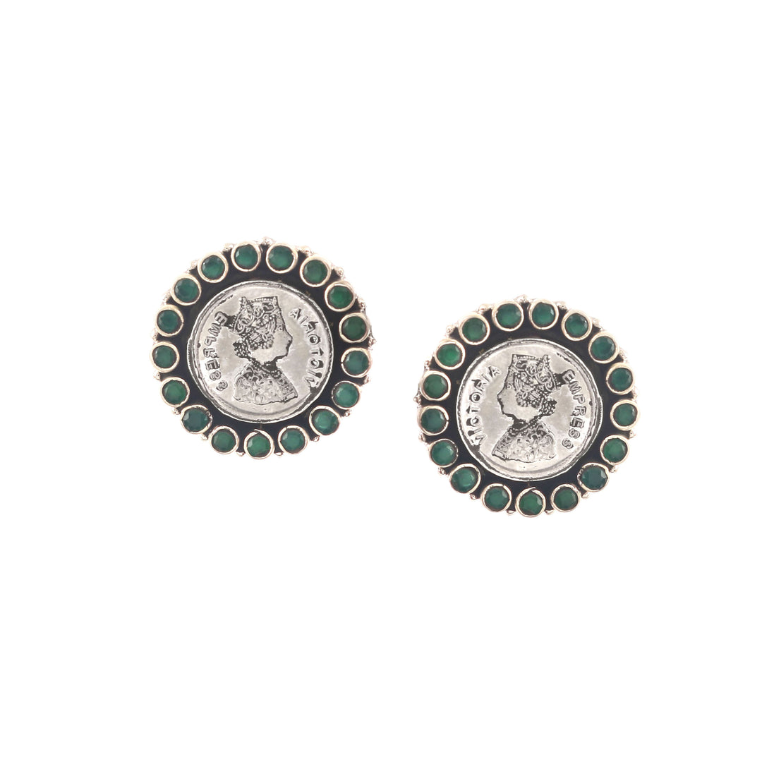 Silver Victoria Empress Coin Ear Studs