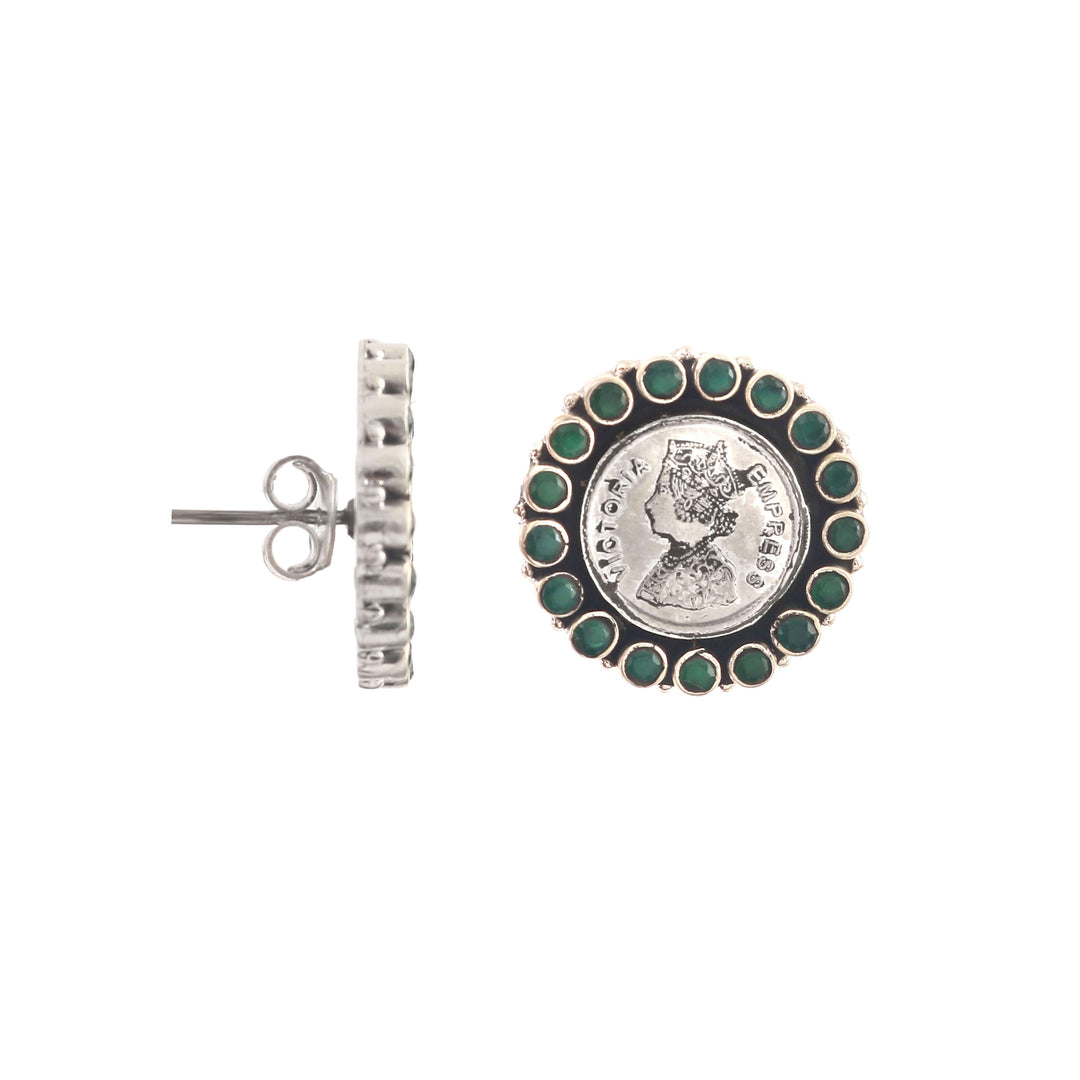 Silver Victoria Empress Coin Ear Studs