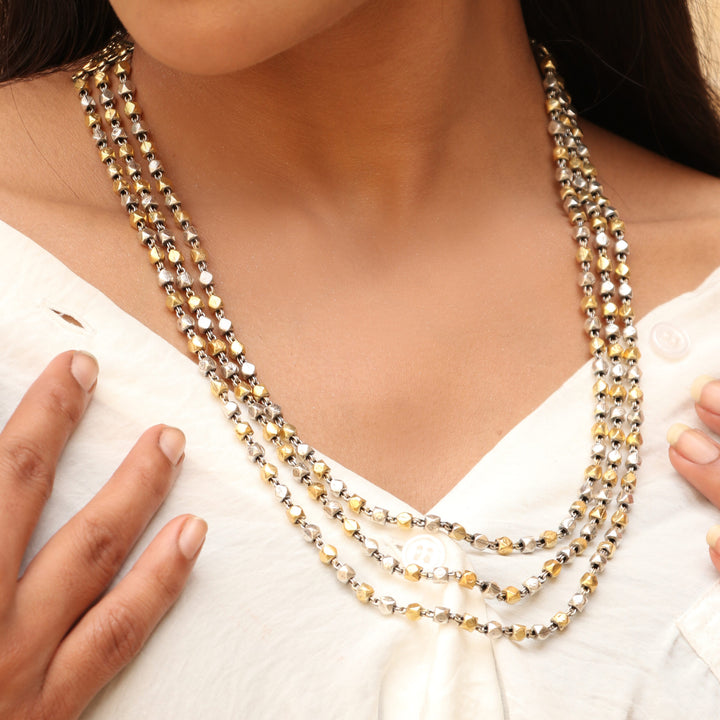 Gold Plated Silver, Adorable Silver Beads Chain Necklace