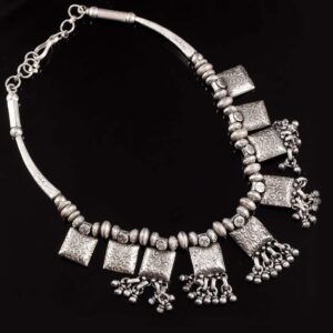 Silver Statement Oxidized Chain Necklace