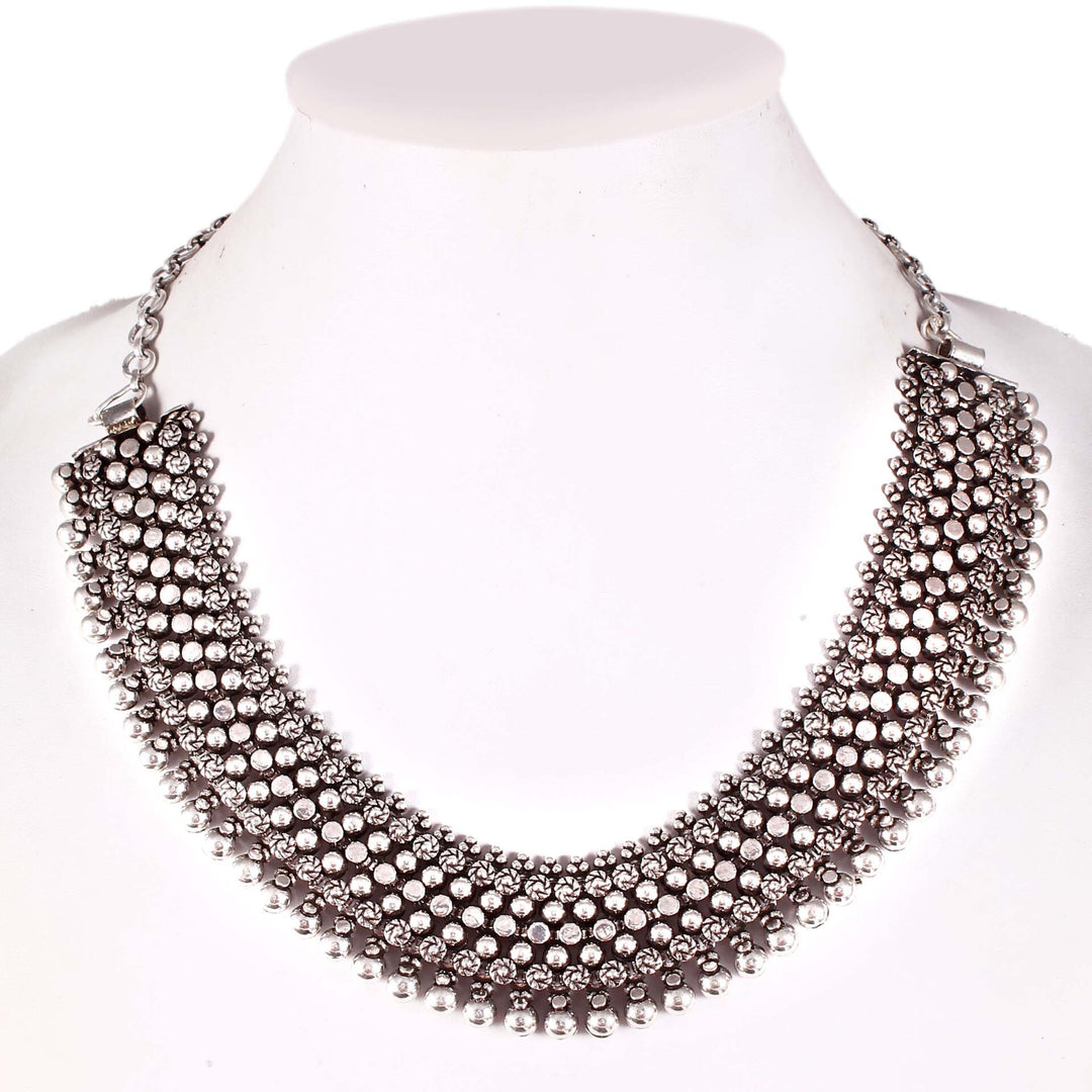 Silver Floral Rawa Statement Chain Necklace