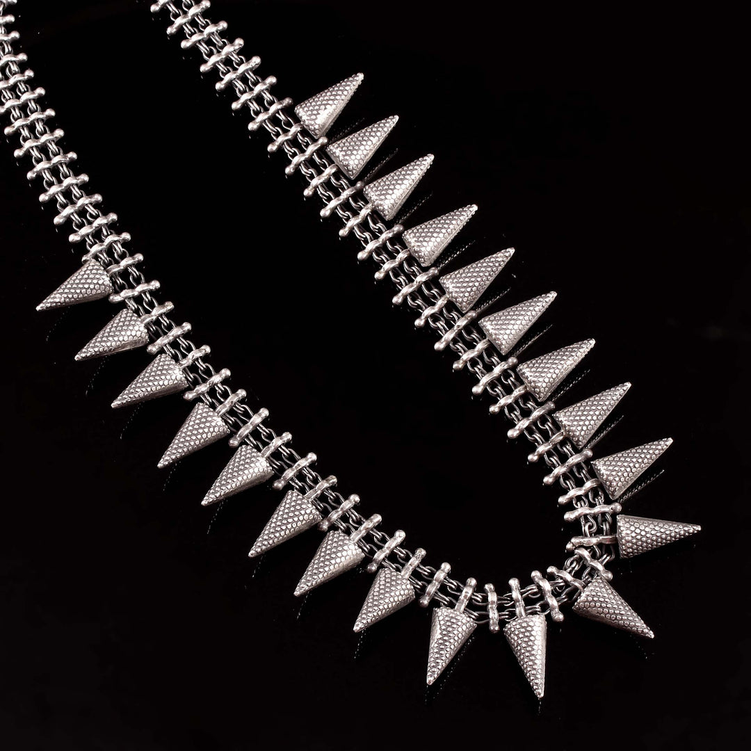 Silver Adorable Triangle, Oxidized Rawa Necklace