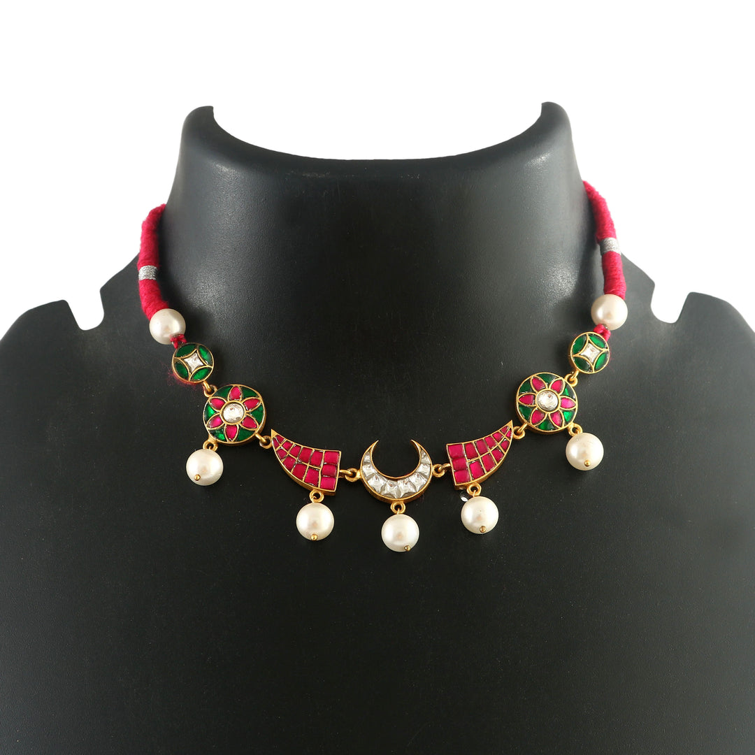 Gold Plated Silver Floral Choker Neckpiece