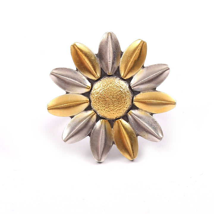 Silver Gold Plated, Sun-Floral, Designer Ring