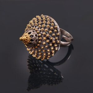 Silver Gold Plated, Temple Jewellery, Statement Rawa Ring