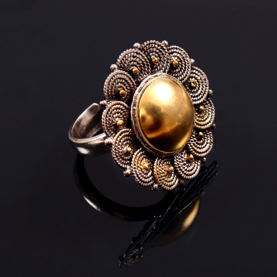 Silver Gold Plated, Adorable Floral, Designer Ring