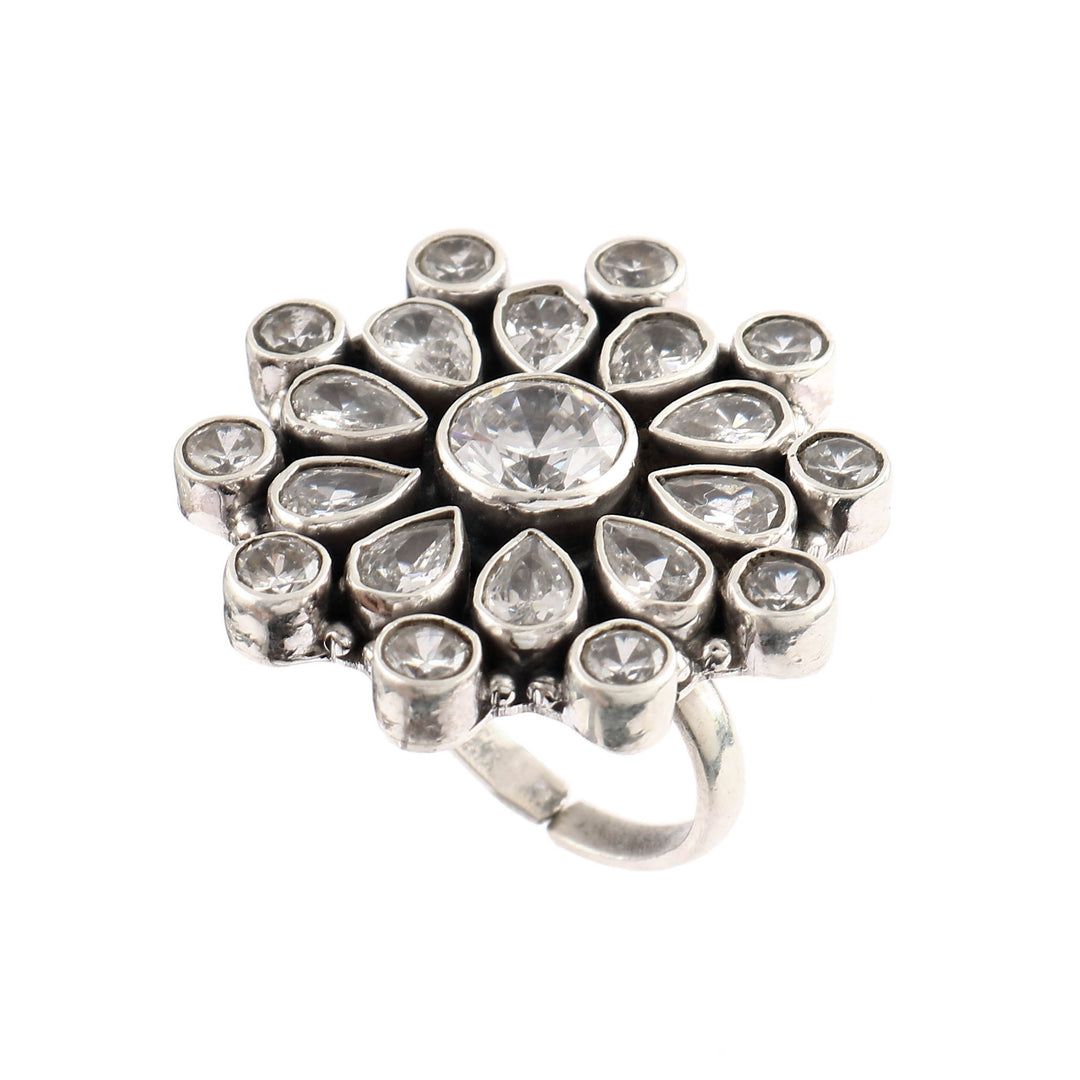Silver Floral Adorable Adjustable Ring