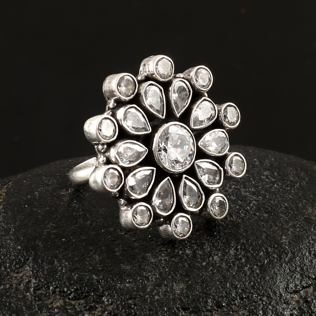 Silver Floral Adorable Adjustable Ring