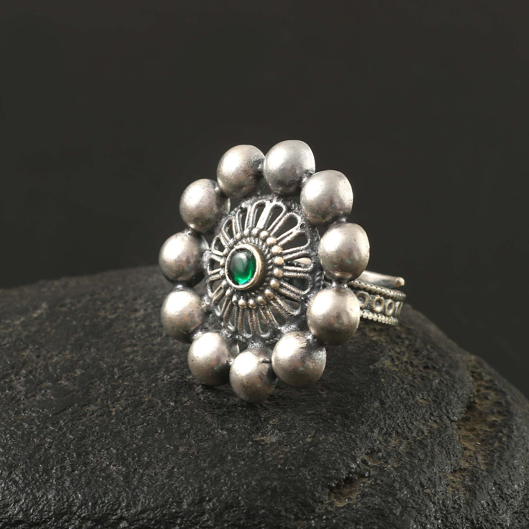 Silver Adorable Floral Adjustable Ring