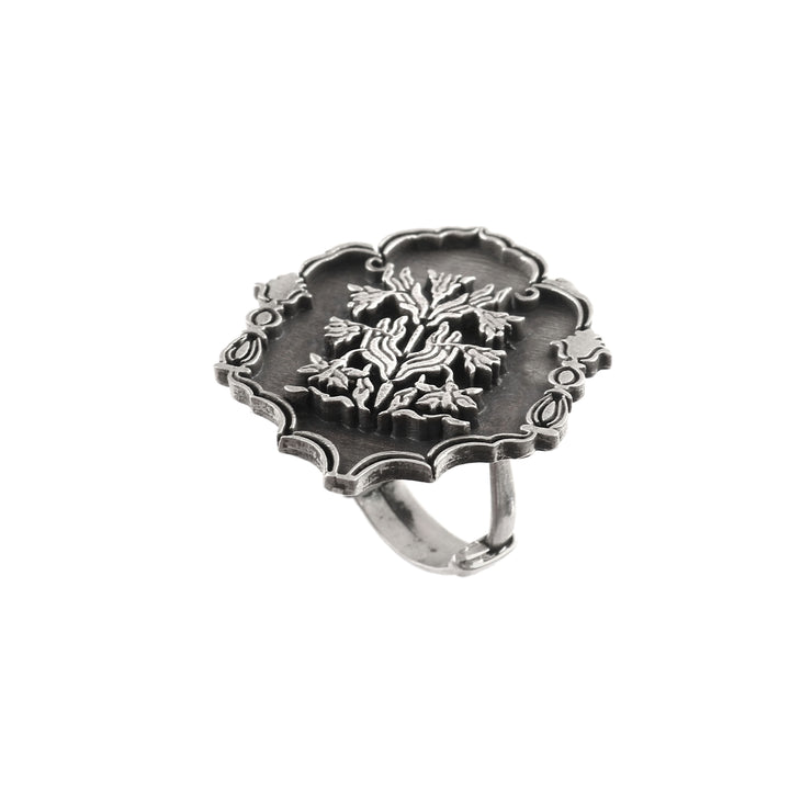 Silver Antique Oxidized Adjustable Ring