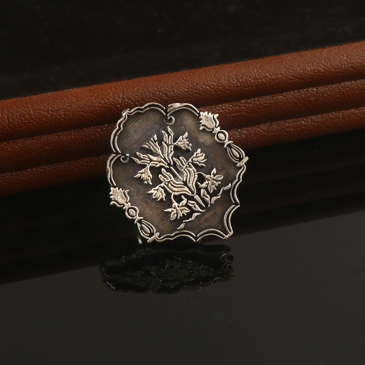 Silver Antique Oxidized Adjustable Ring